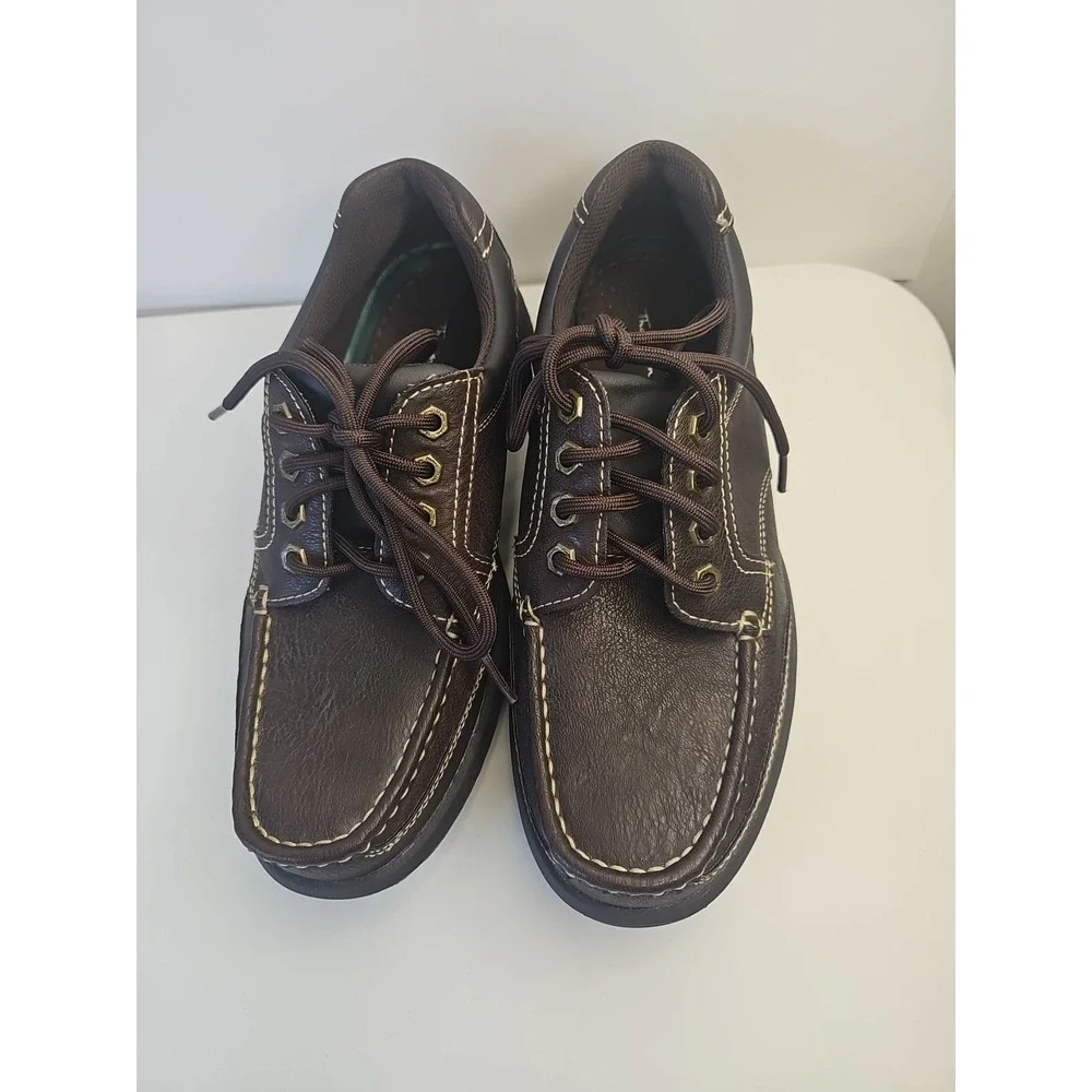 Thom‎ McAn Koltrain Shoes Mens Size 9M Brown Faux Leather Moc Toe Mens Comfort